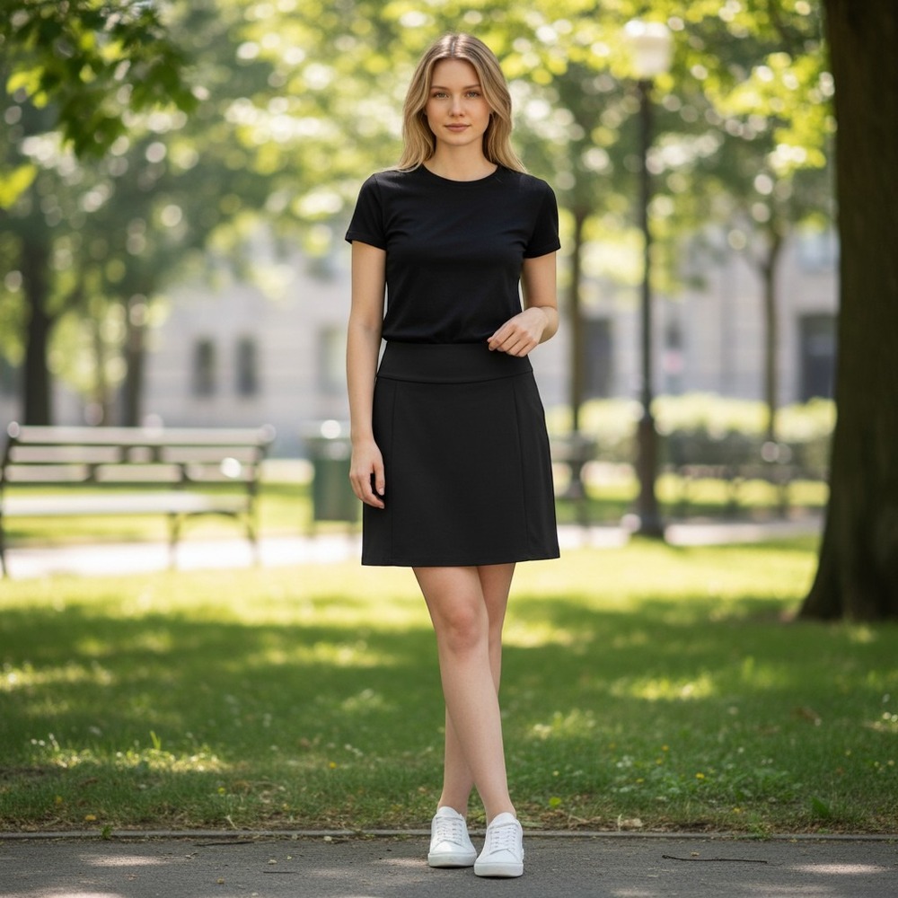 J.Jill Wearever Skirt Womens L Black Knit Pull-On Stretch Midi Career Travel NWT